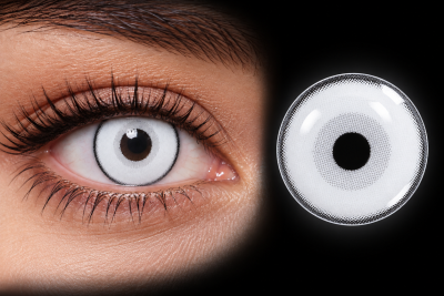Lentes de Contacto Party Lens Blanco con Borde Negro
